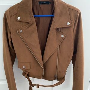 Talula brown suede jacket from Aritzia